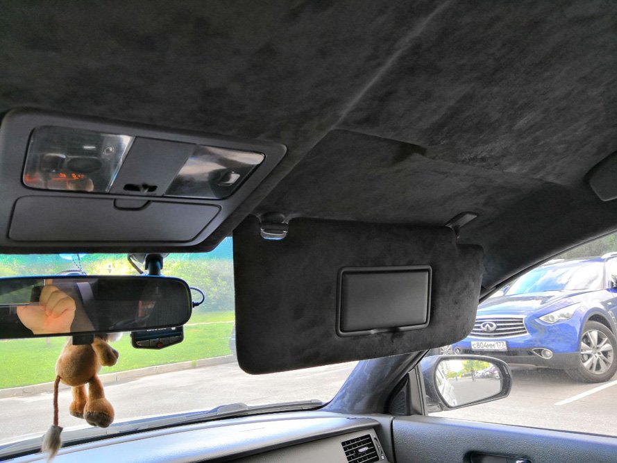Перетяжка потолка авто алькантарой